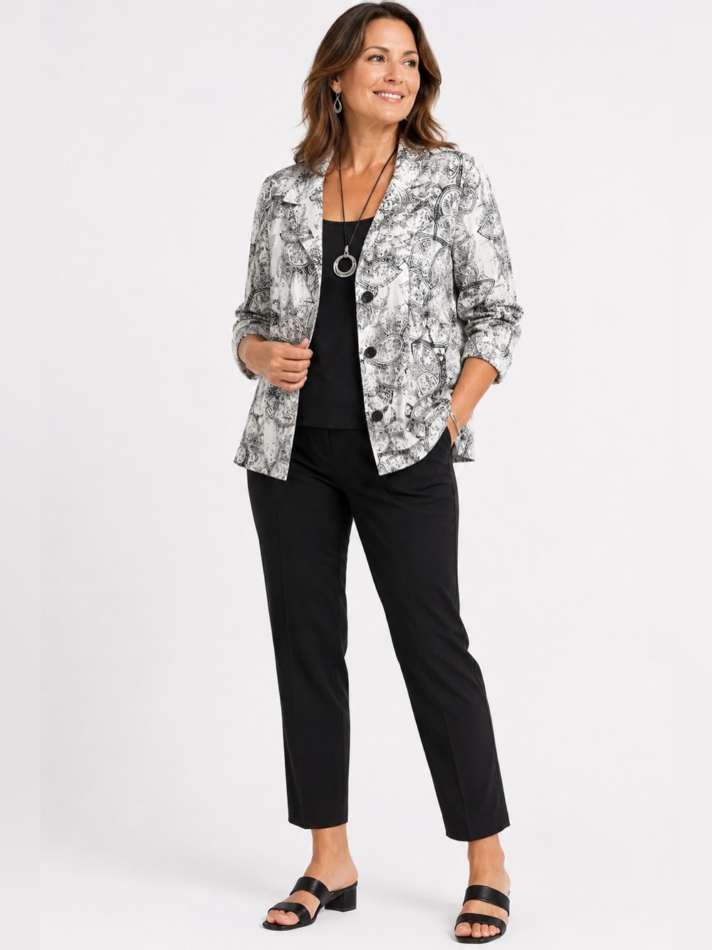Chicos Linen Jacket Womens 2 Large Abstract Paisley Print Blazer Artsy Boho